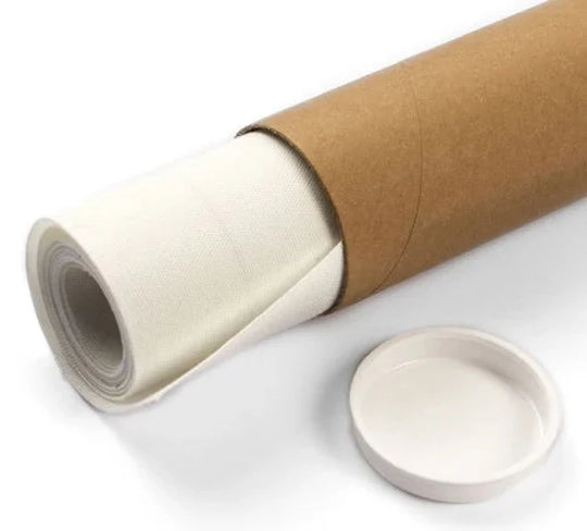 Roll of paper with a white core on a white background