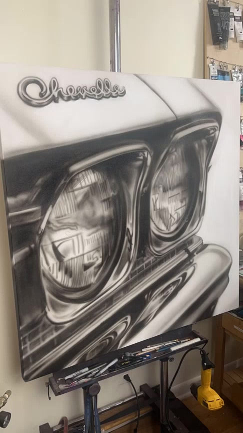 video of chromatic classic chevy chevelle original painting by shenshen